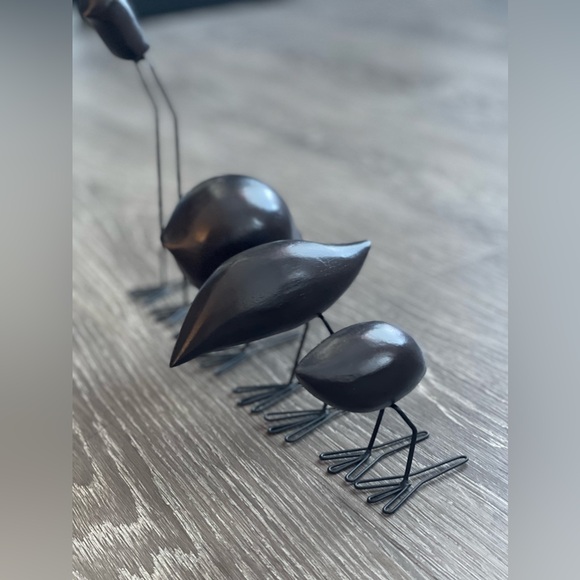 FISKELAGE Dark Wood 4 Metal BIRD Figures W/ Metal Legs Minimalist Modern IKEA - Picture 3 of 4